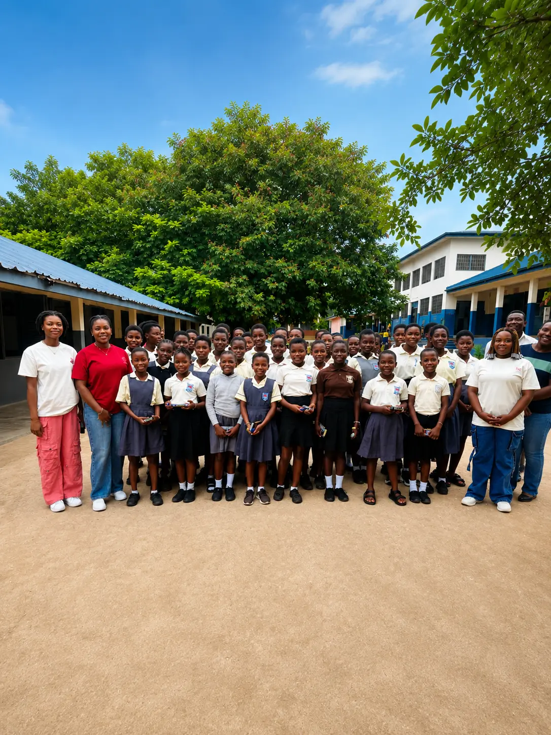 A group of women and girls standing together at a foundation launch