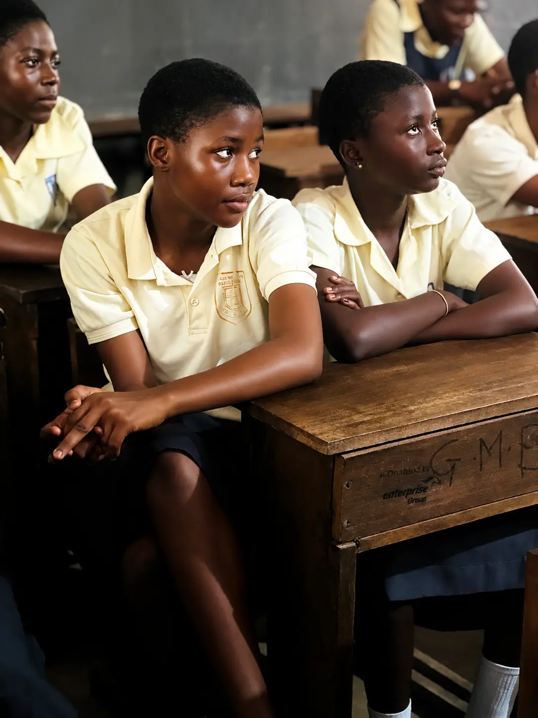 Students listening attentively during the outreach session